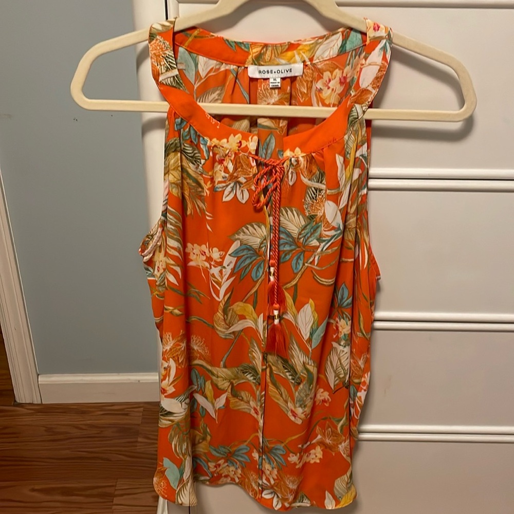 Rose and Olive Sleeveless  Shirt